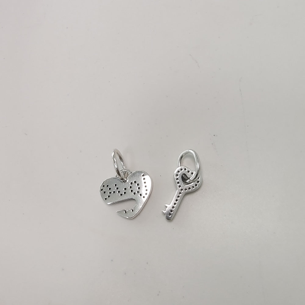 【Moments】Pan 2in1 Splittable Heart & Key Dangle Charm 793081C01 925 silver couple Love pandant