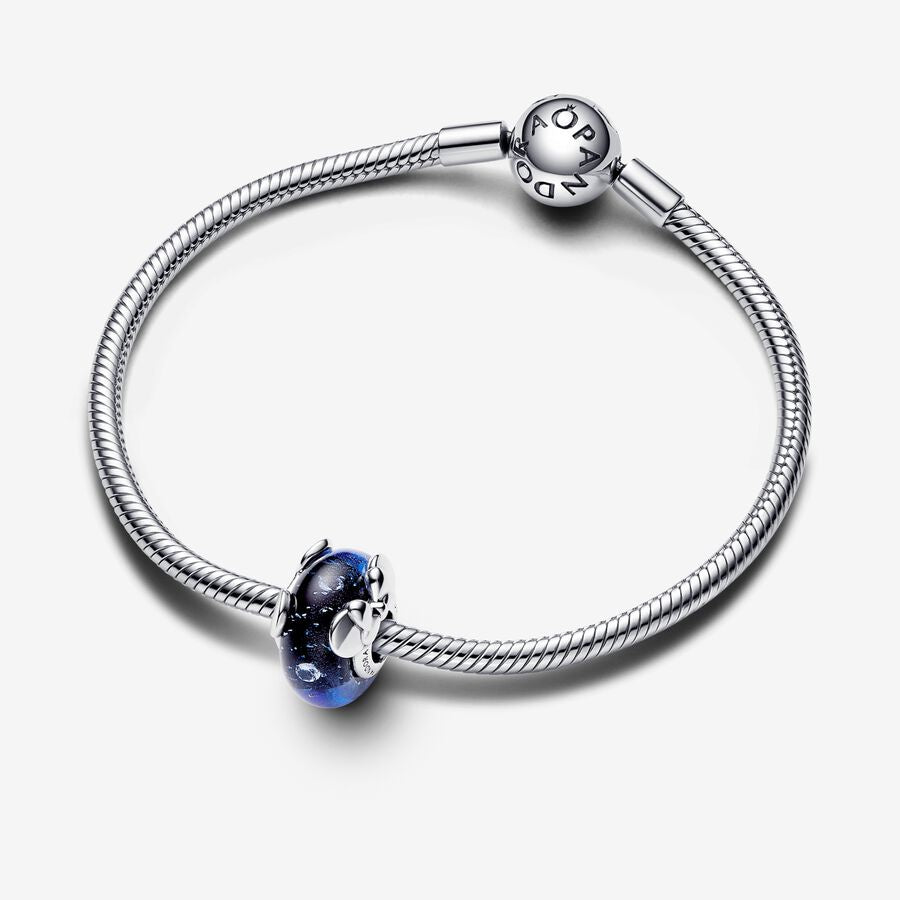 【Moments】Pan Dis*y Mickey Mouse & Minnie Mouse Blue Murano Glass Charm 7792958C01925 silver cartoon