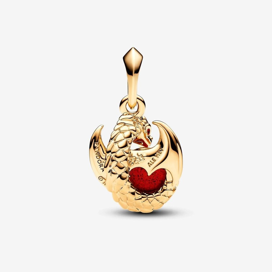 【Moments】PAN Game of Thrones Dragon Fire Dangle Charm 762972C01 Red Gold pendant