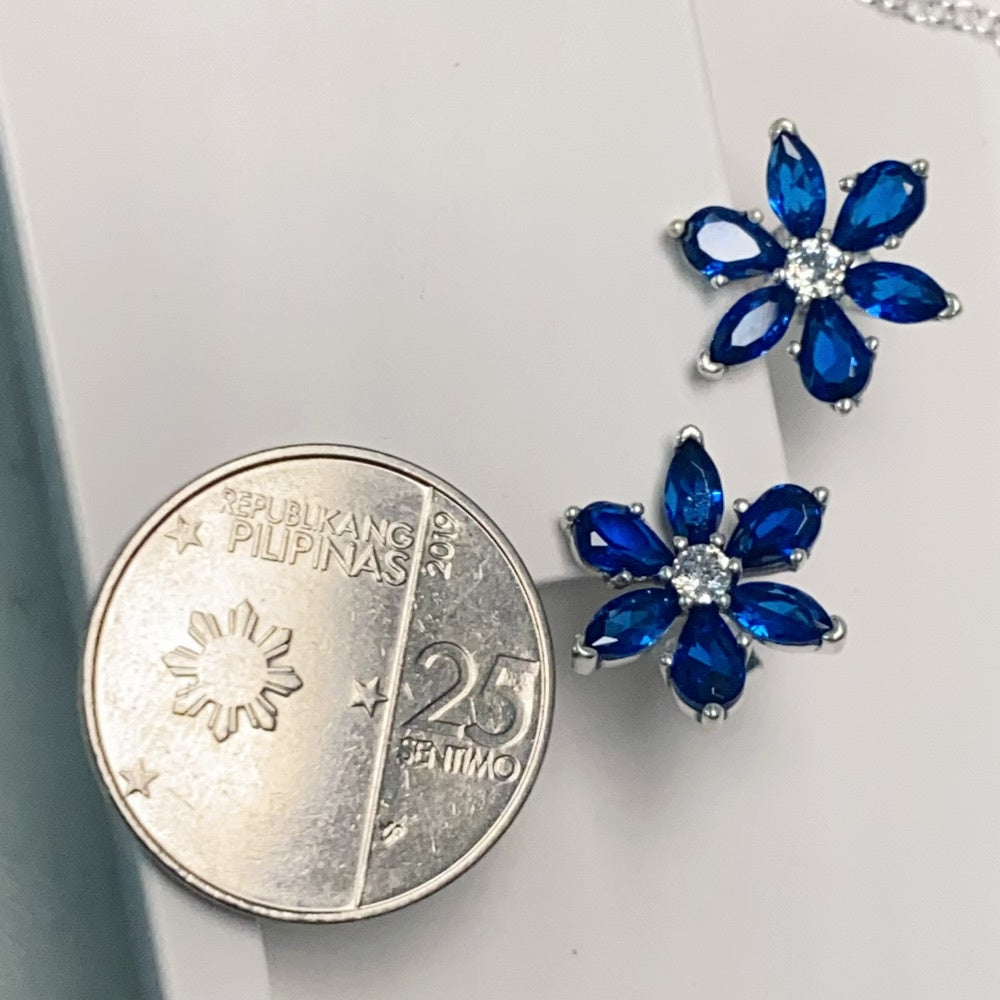 PAN Sparkling Blue Herbarium Cluster Stud Earrings 292407C01 925 silver blue diamond sapphire