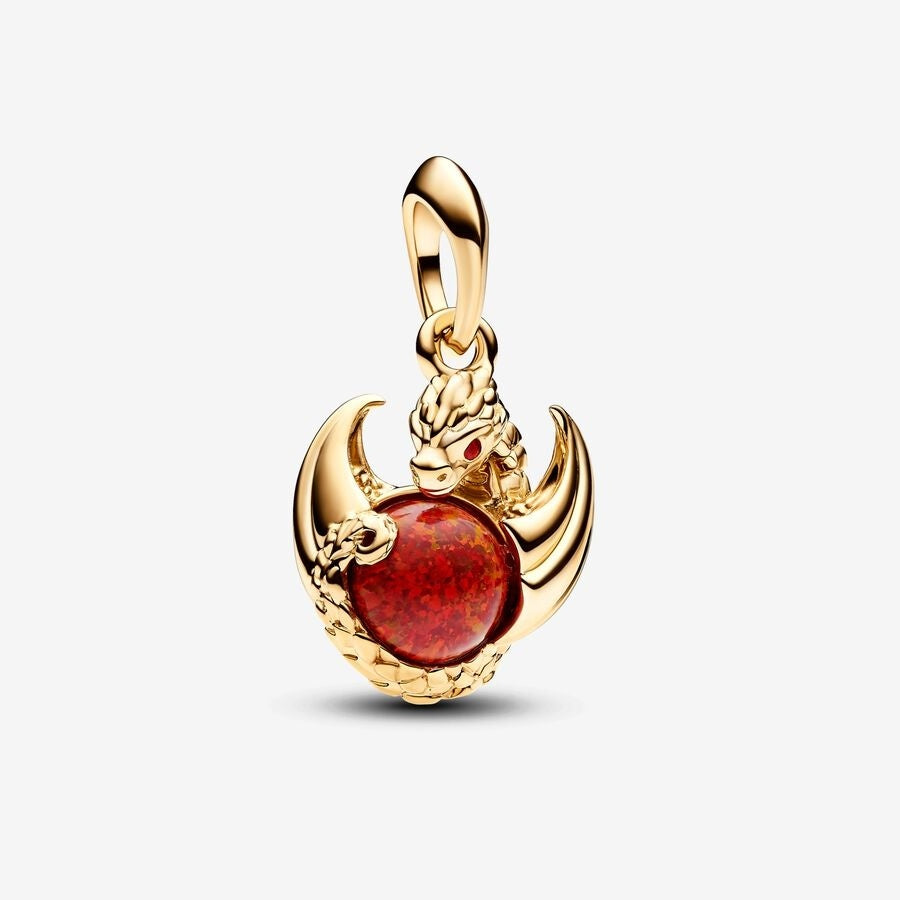 【Moments】PAN Game of Thrones Dragon Fire Dangle Charm 762972C01 Red Gold pendant