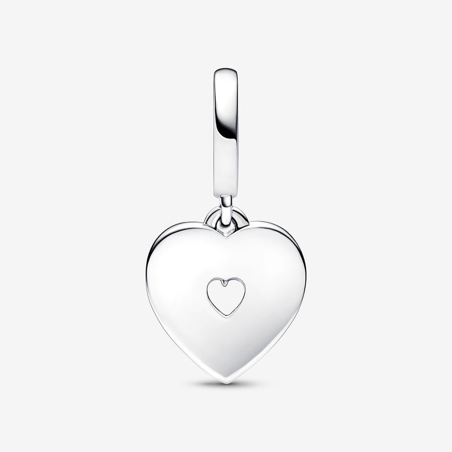 【Moments】 Pearlescent White Heart Double Dangle Charm 792649C01 Family  Friends 925 silver pendant