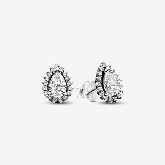 PAN Sparkling Pear Halo Stud Earrings 292834C01 925 silver classic tear shape diamond earring