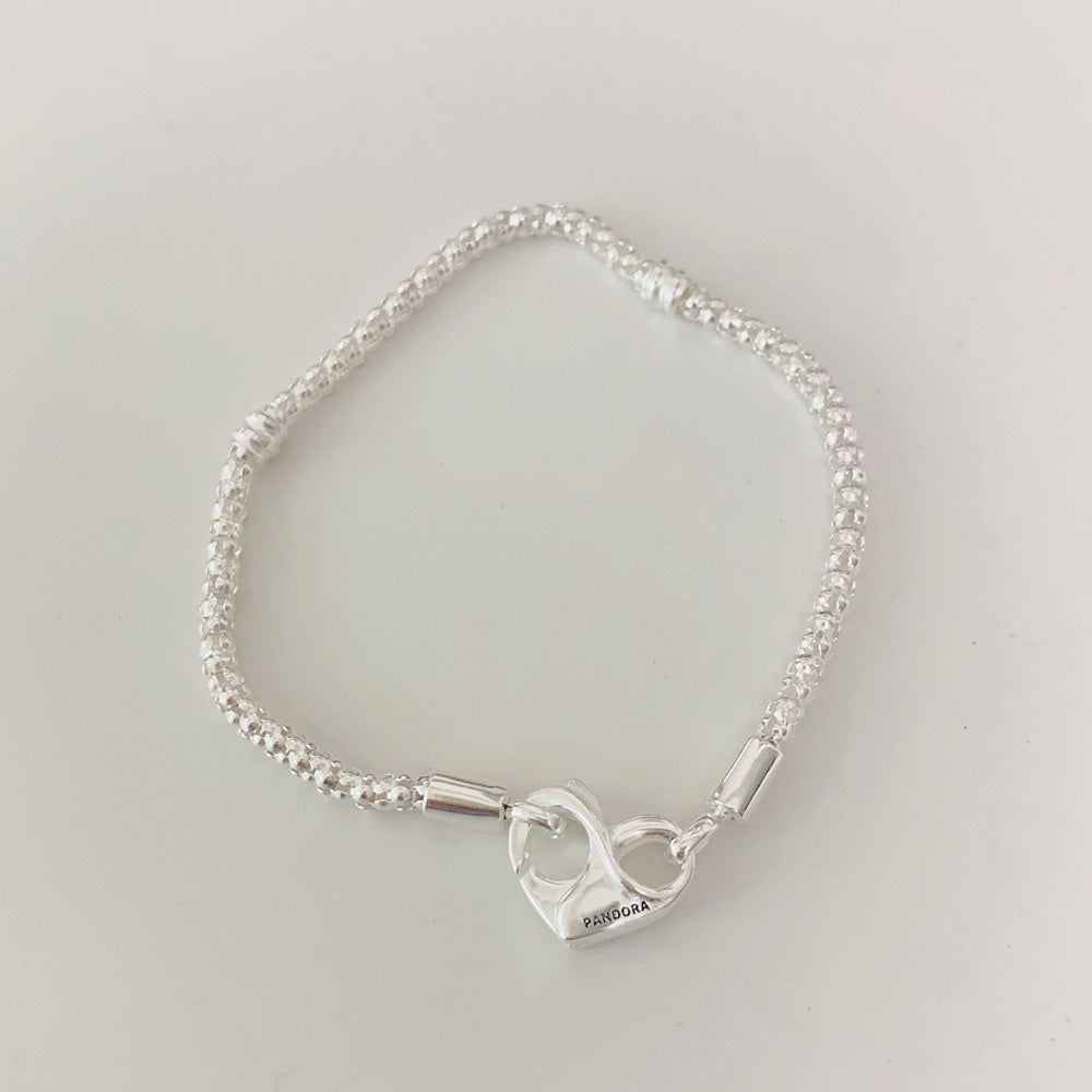 【Moments】Pan Moments Studded Chain Bracelet 925 silver women Rose Gold heart style 582731C00 592453C00 562731C00