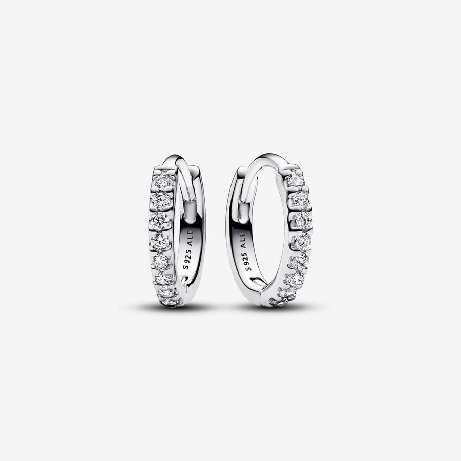 PAN Sparkling Huggie Hoop Earrings 293015C01 925 silver for women diamond Sterling silver earrings