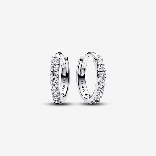 PAN Sparkling Huggie Hoop Earrings 293015C01 925 silver for women diamond Sterling silver earrings