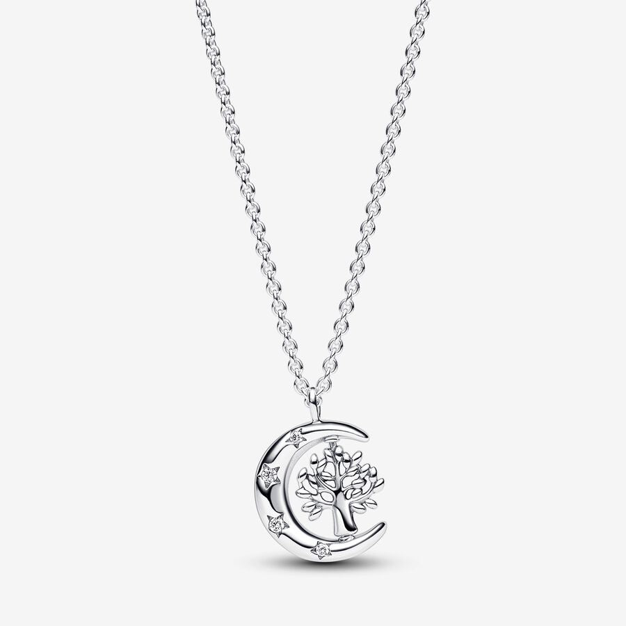 PAN Moon & Spinning Tree of Life Pendant Necklace 392992C01 925 silver Sterling silver