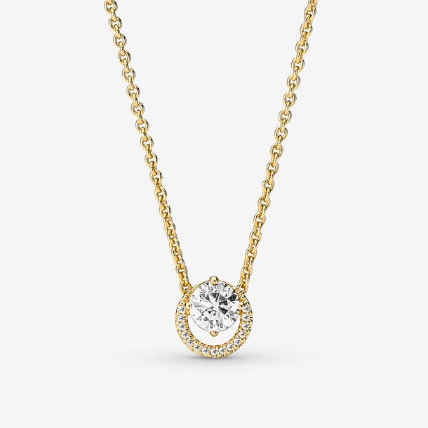 PAN Sparkling Round Halo Pendant Collier Necklace diamond 361174C01 gold classic women