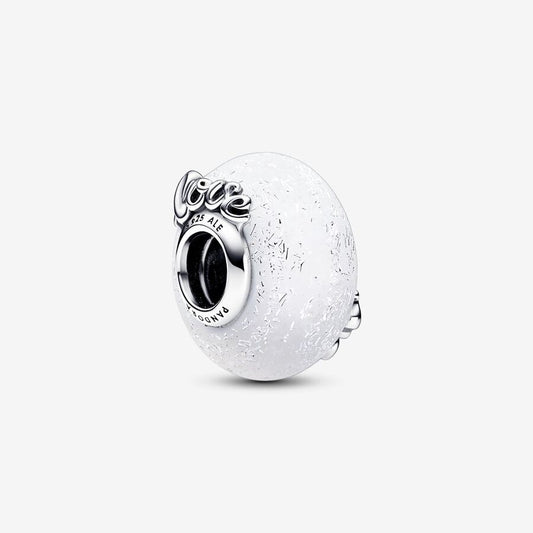 【MOMENTS】PAN Glittery White Murano Glass Mum & Love Charm  792655C00 Class 925 silver Sterling silver