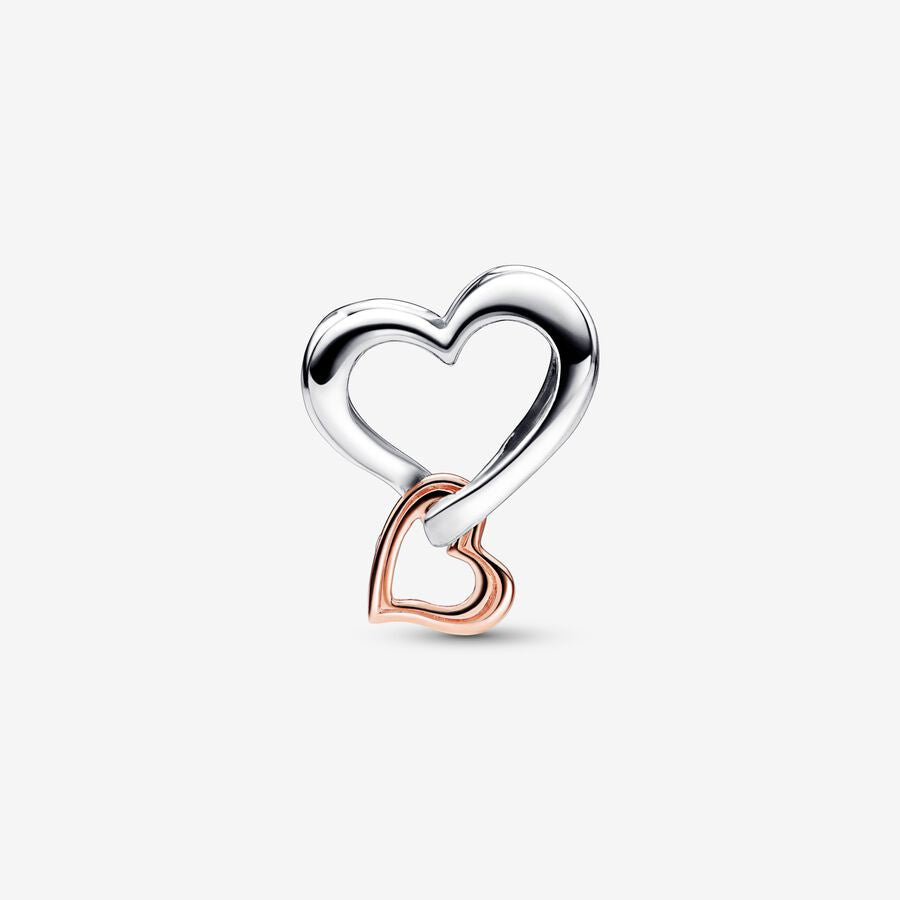 【Moments】Two-tone Openwork Infinity Heart Charm 782642C00 rose gold pendant Family and Friends