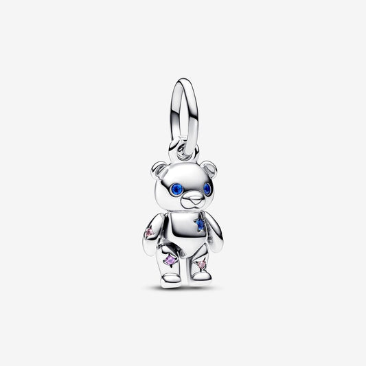 【Moments】Pan Movable Teddy Bear Dangle Charm 792986C01 925 silver blue cartoon movable pandant