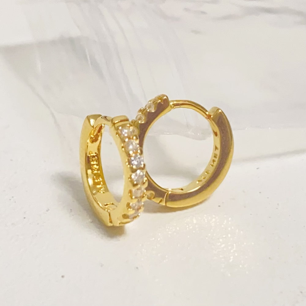 PAN Sparkling Huggie Hoop Earrings 263015C01 gold earrings classic Small hoop earrings for daily