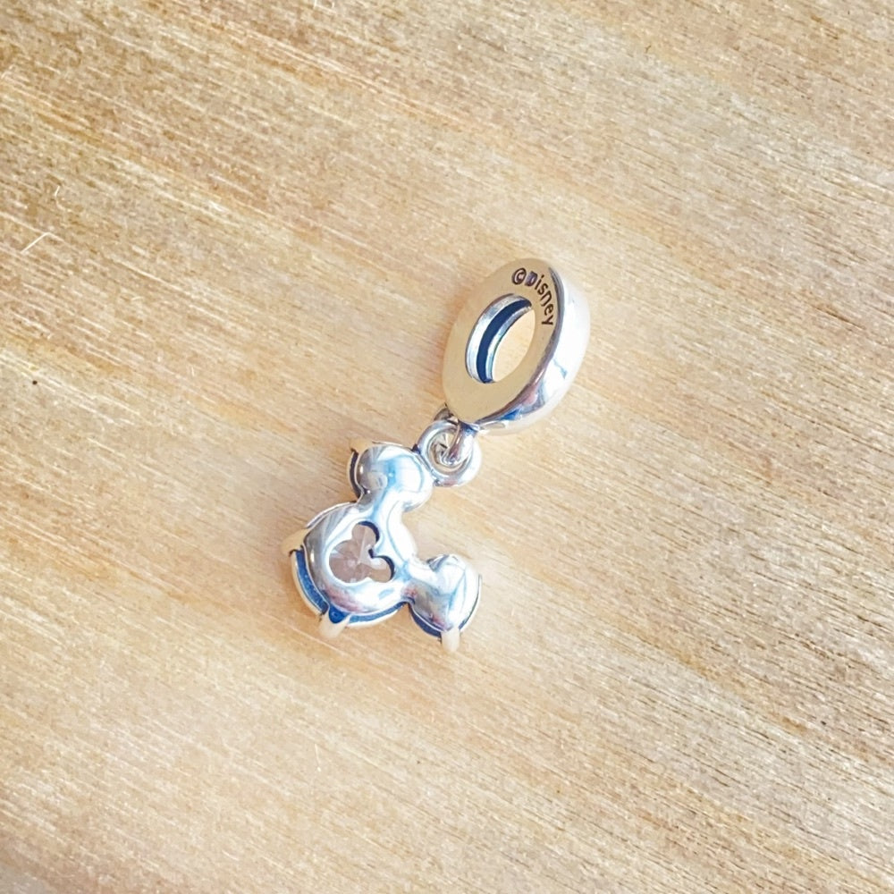 【Moments】Pan Mickey Mouse Sparkling Head Silhouette Dangle Charm 793031C01 925 Silver Pendant