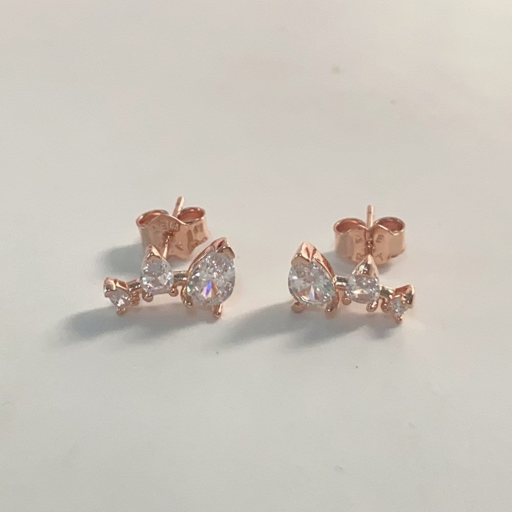 PAN Sparkling Pear Stud Earrings Triple shape Rossgold 282836C01 rose gold