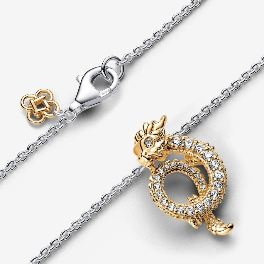 PAN Two-tone Chinese Year of the Dragon Collier Necklace  363070C01 gold 925 silver animal dragon