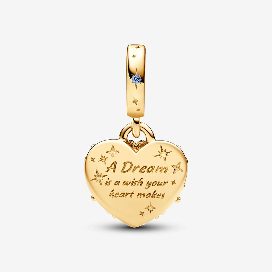 【Moments】Pan Cinderella's Carriage & Heart Double Dangle Charm  763072C01 Princess Blue GOLD pendant