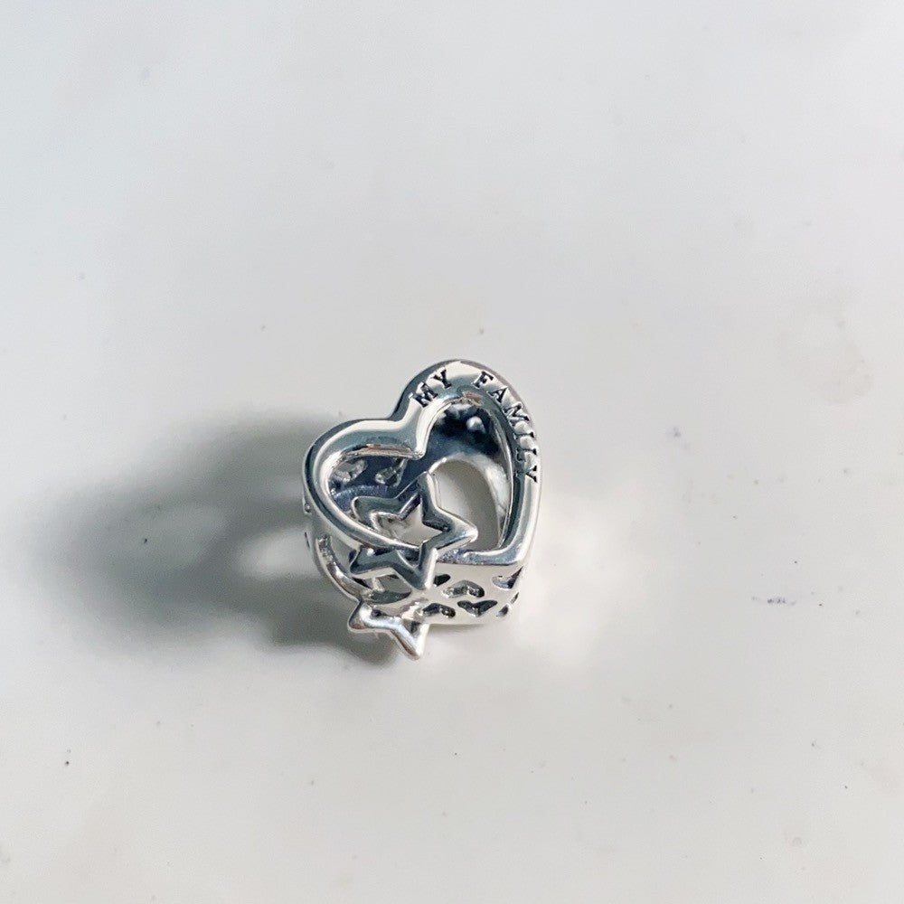 【Moments】 Pan Openwork Family Heart & Star Charm 792829C00 Sterling silver 925 silver