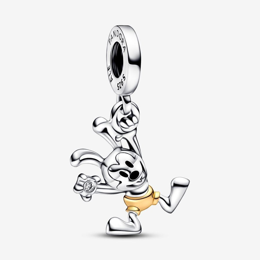 【Moments】 Disney Oswald Lab-grown Diamond Dangle Charm 792519C01 two-tone Sterling silver