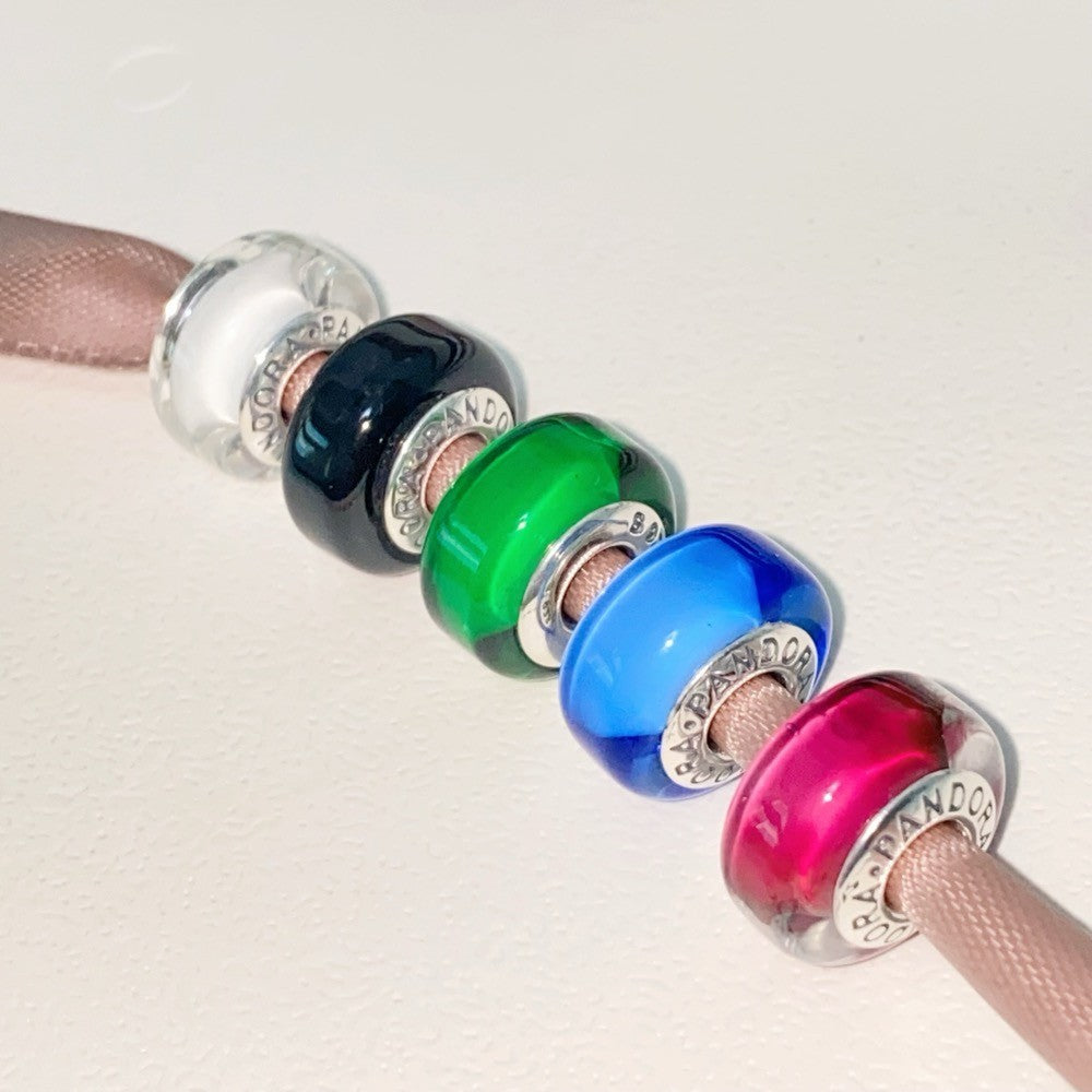 【Moments】 Pan Mini Murano Glass Charm  sterling silver pink blue black green 793105C00 793117C00 793118C00 793106C00