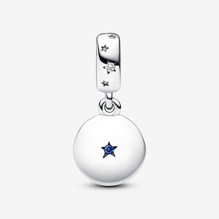 【Moments】 Family Love Double Dangle Charm 792987C01 pendant 925 silver blue