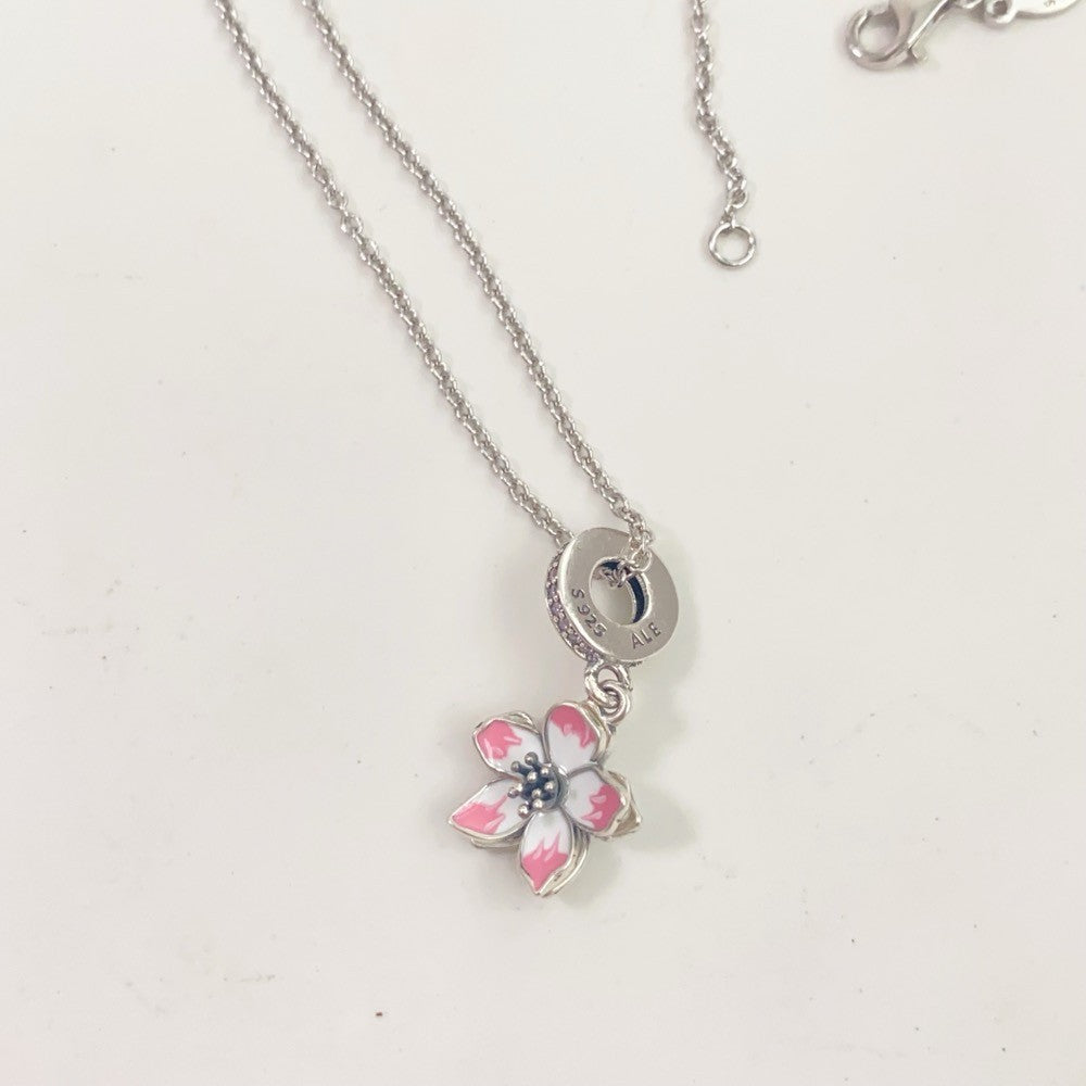 【Moments】PAN Cherry Blossom Dangle Charm pink and white silver pendant 790667C01 925 silver