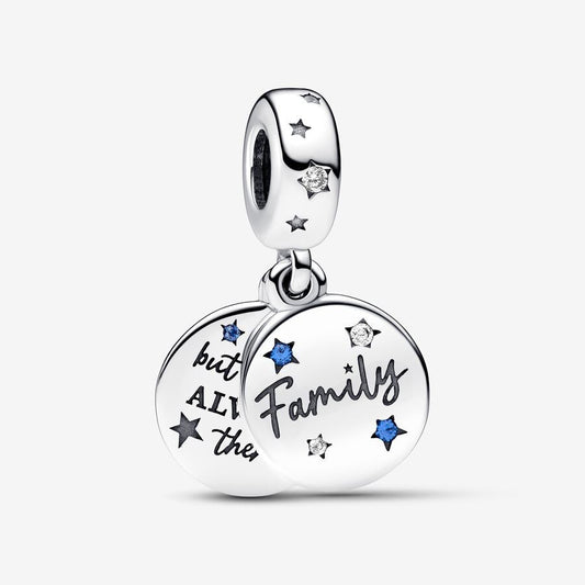【Moments】 Family Love Double Dangle Charm 792987C01 pendant 925 silver blue
