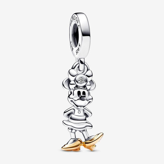 【Moments】 Disney Minnie Mouse Lab-grown Diamond Dangle Charm 792559C01 two-tone 925 silver