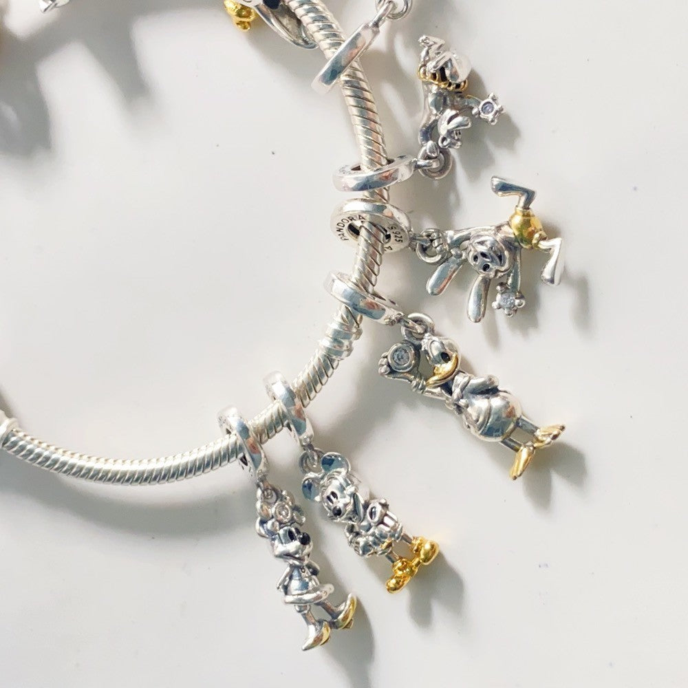 【Moments】 Disney Minnie Mouse Lab-grown Diamond Dangle Charm 792559C01 two-tone 925 silver