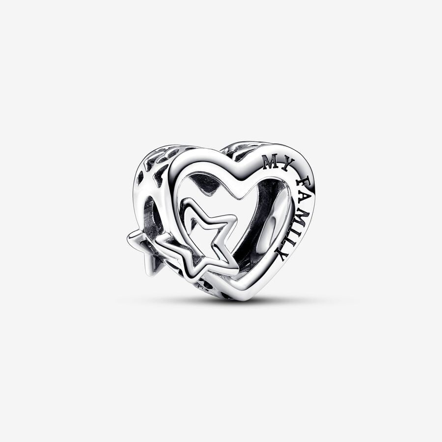 【Moments】 Pan Openwork Family Heart & Star Charm 792829C00 Sterling silver 925 silver