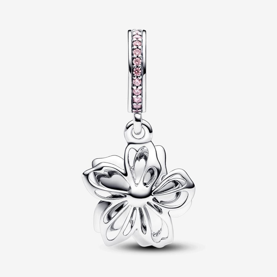 【Moments】PAN Cherry Blossom Dangle Charm pink and white silver pendant 790667C01 925 silver