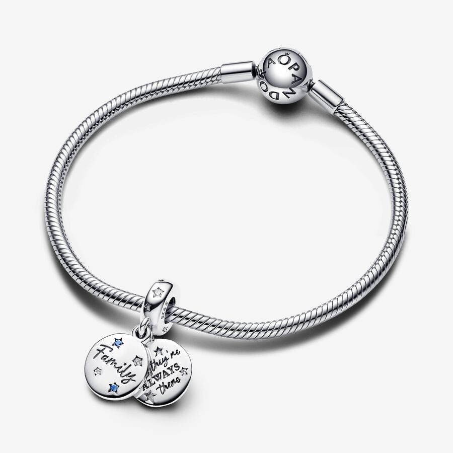 【Moments】 Family Love Double Dangle Charm 792987C01 pendant 925 silver blue