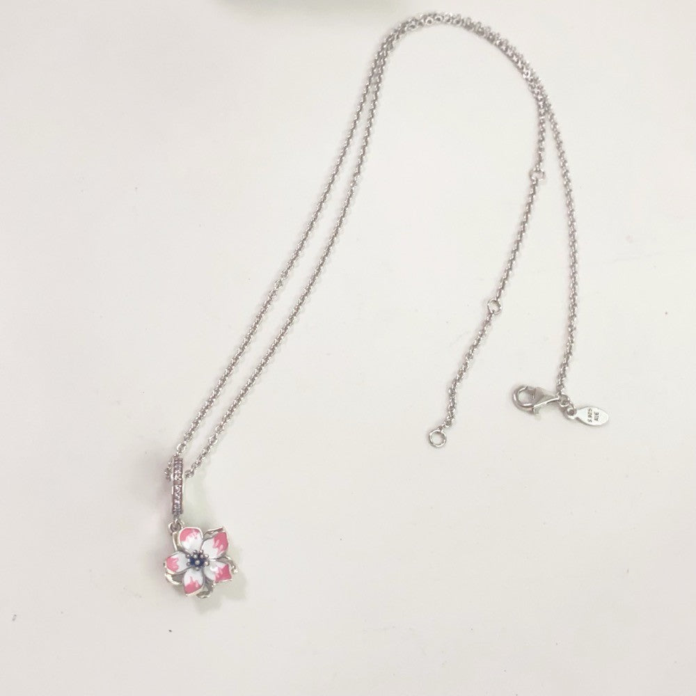 【Moments】PAN Cherry Blossom Dangle Charm pink and white silver pendant 790667C01 925 silver