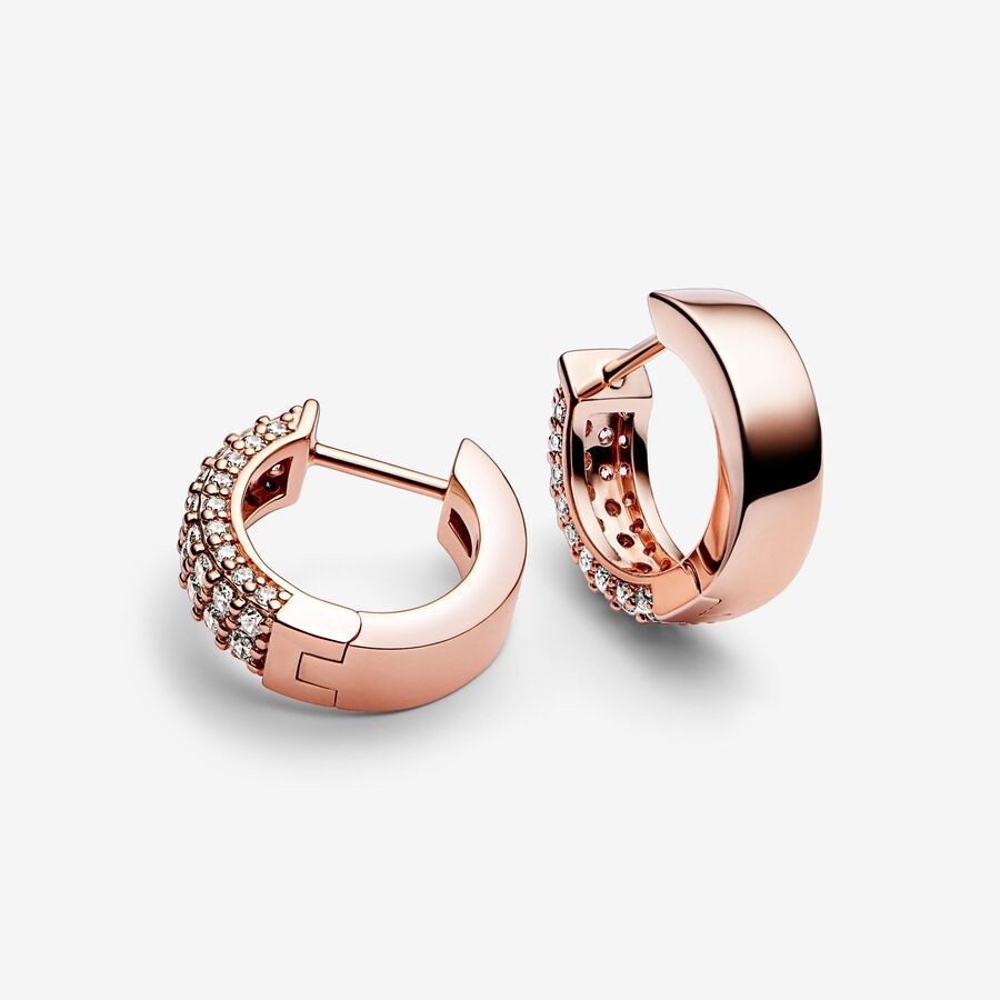 PAN Timeless Pavé Double-row Hoop Earrings  282622C01 rose gold earrings