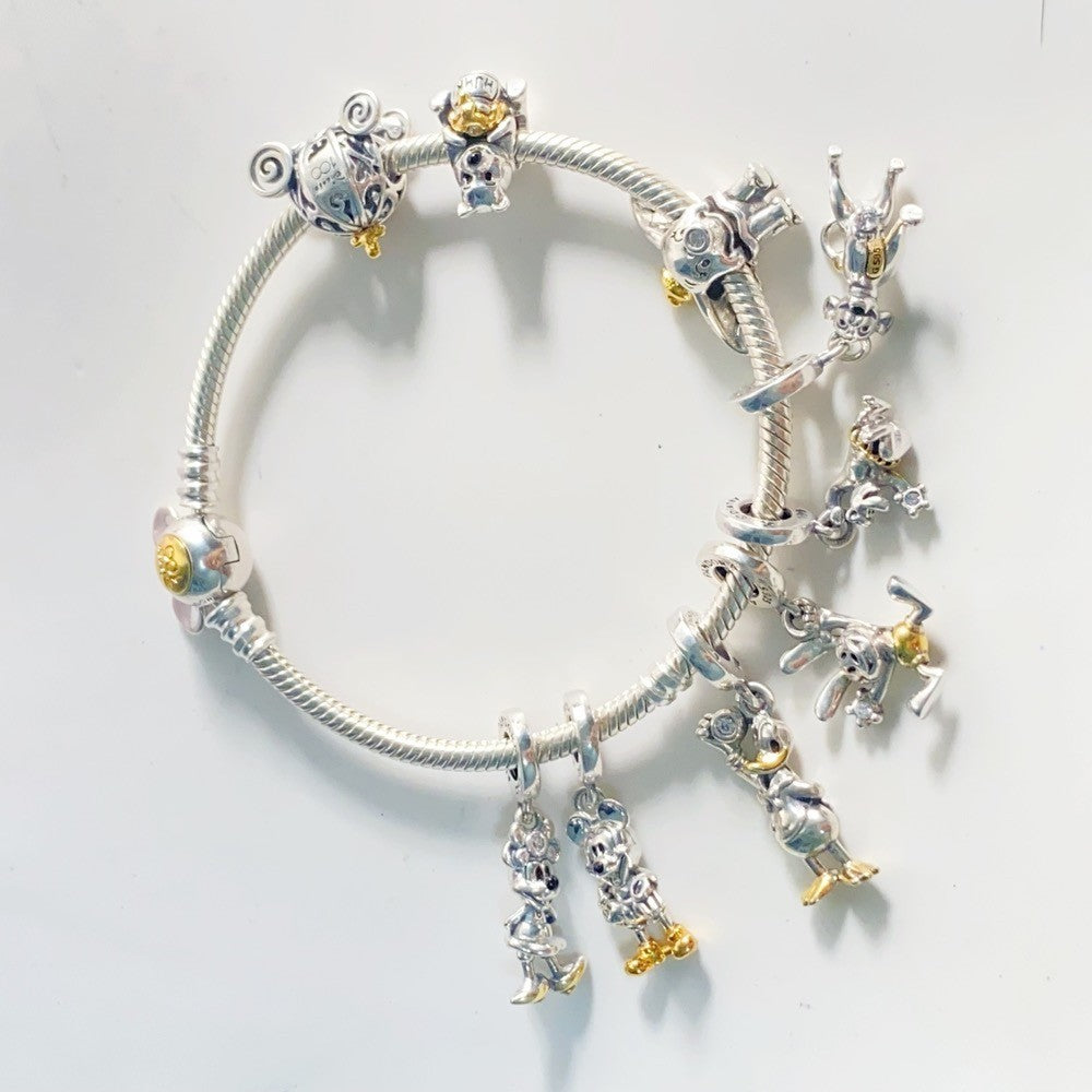 【Moments】 Disney Minnie Mouse Lab-grown Diamond Dangle Charm 792559C01 two-tone 925 silver