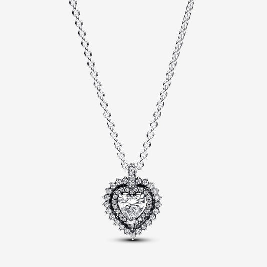 PAN Sparkling Heart Halo Pendant Necklace  393099C01 Sterling silver 925 silver Sterling silver