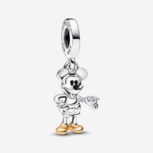 【Moments】Disney Mickey Mouse Lab-grown Diamond Dangle Charm  792812C01 two-tone 925 silver pendant