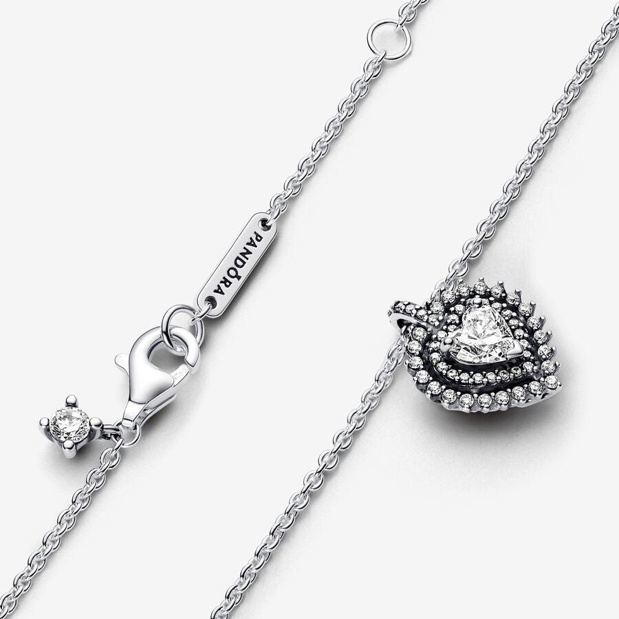 PAN Sparkling Heart Halo Pendant Necklace  393099C01 Sterling silver 925 silver Sterling silver