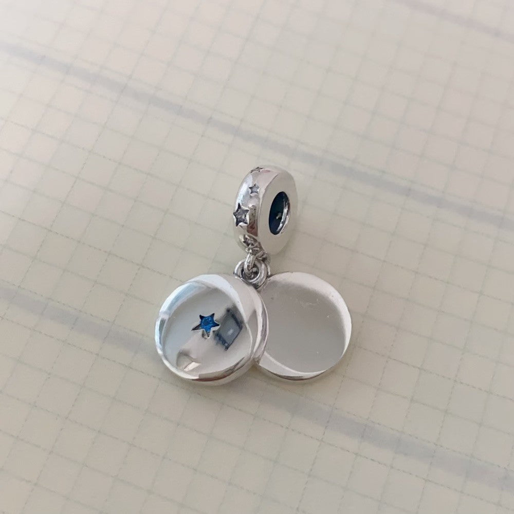 【Moments】 Family Love Double Dangle Charm 792987C01 pendant 925 silver blue