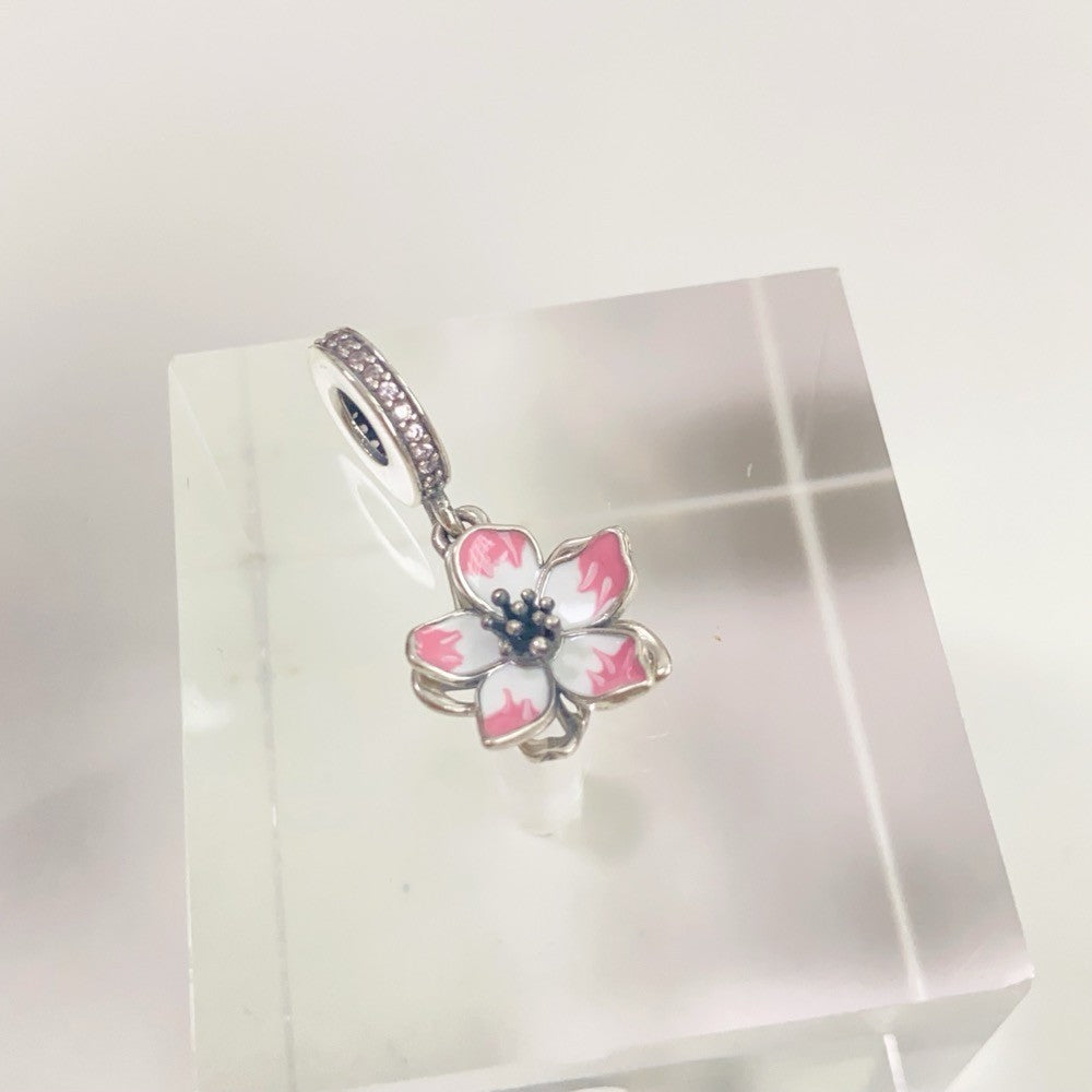 【Moments】PAN Cherry Blossom Dangle Charm pink and white silver pendant 790667C01 925 silver