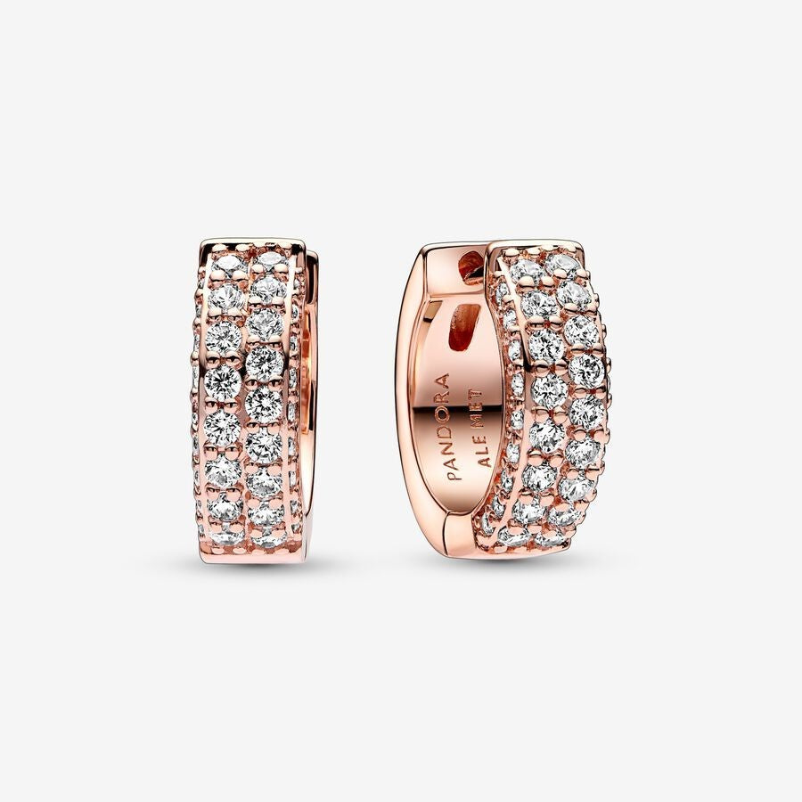 PAN Timeless Pavé Double-row Hoop Earrings  282622C01 rose gold earrings