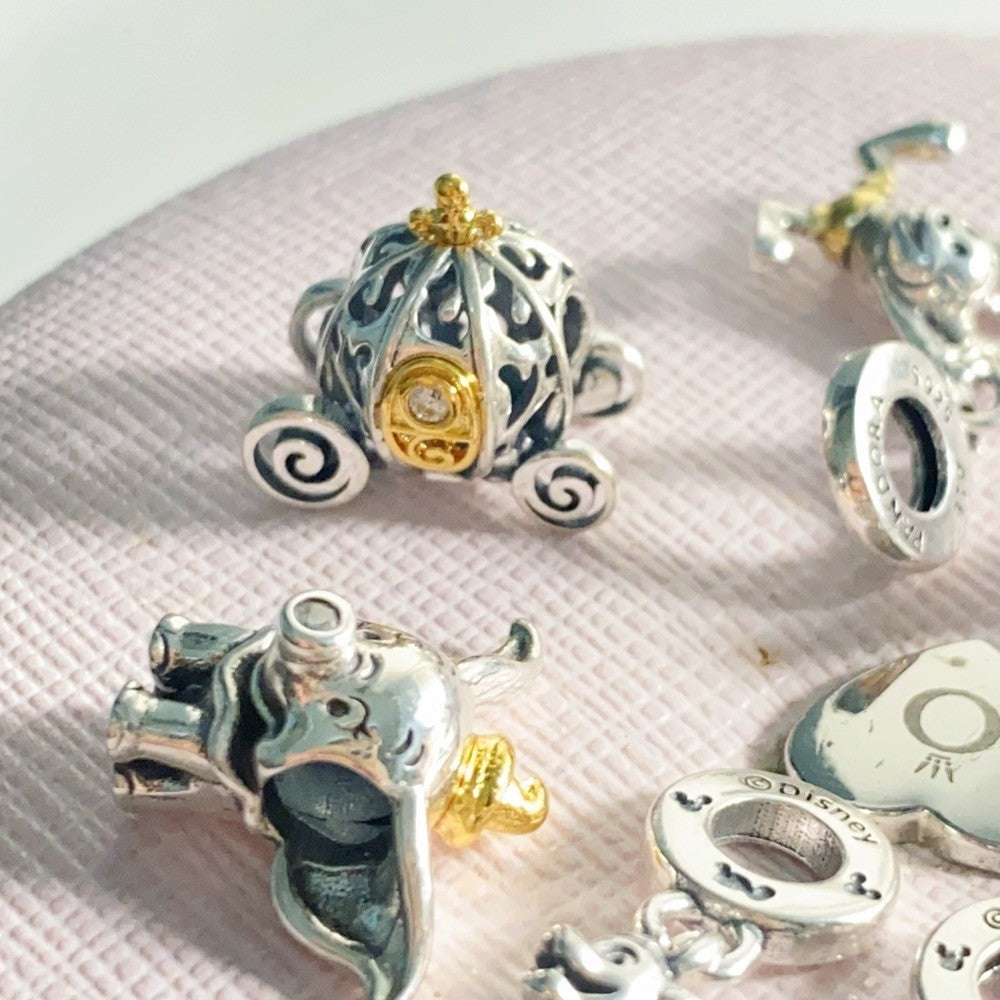 【Moments】 Pan Cinderella's Enchanted Carriage Lab-grown Diamond Charm 792553C01 two-tone Pumpkin Carriage 925 silver