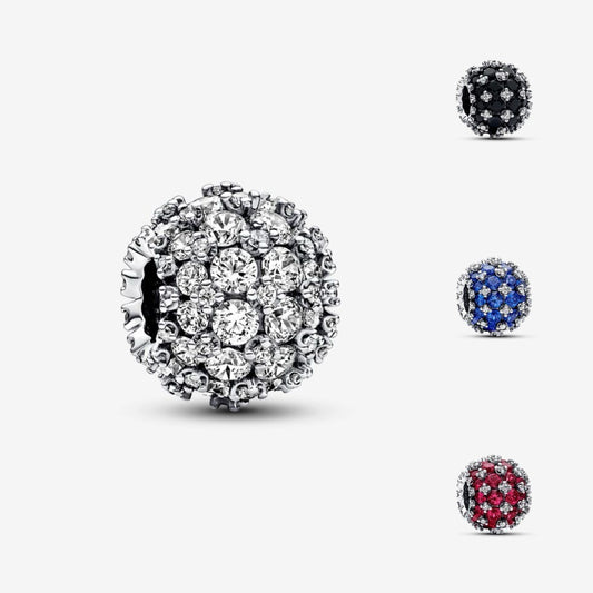 【Moments】 Pan Sparkling Pavé Round Charm  sterling silver Black pink blue 792630C01 792630C04 792630 792630C03C02