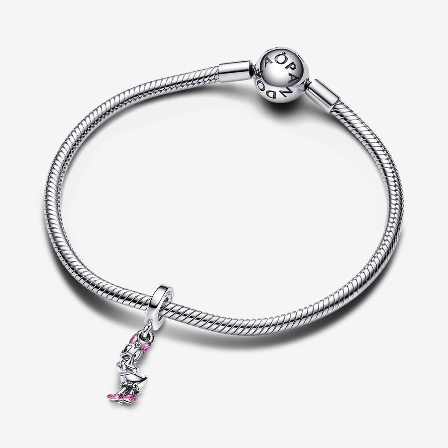 【Moments】Pan Disney Daisy Duck Dangle Charm 793249C01 Purple pink bow 925 silver Animal Cartoon pandant