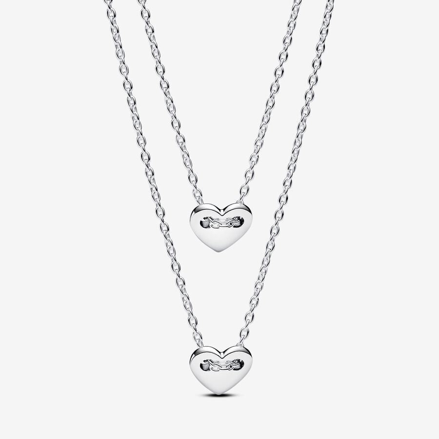 PAN Forever & Always Splittable Heart Collier Necklaces 393207C00 2in1 set 925 silver stacking chain