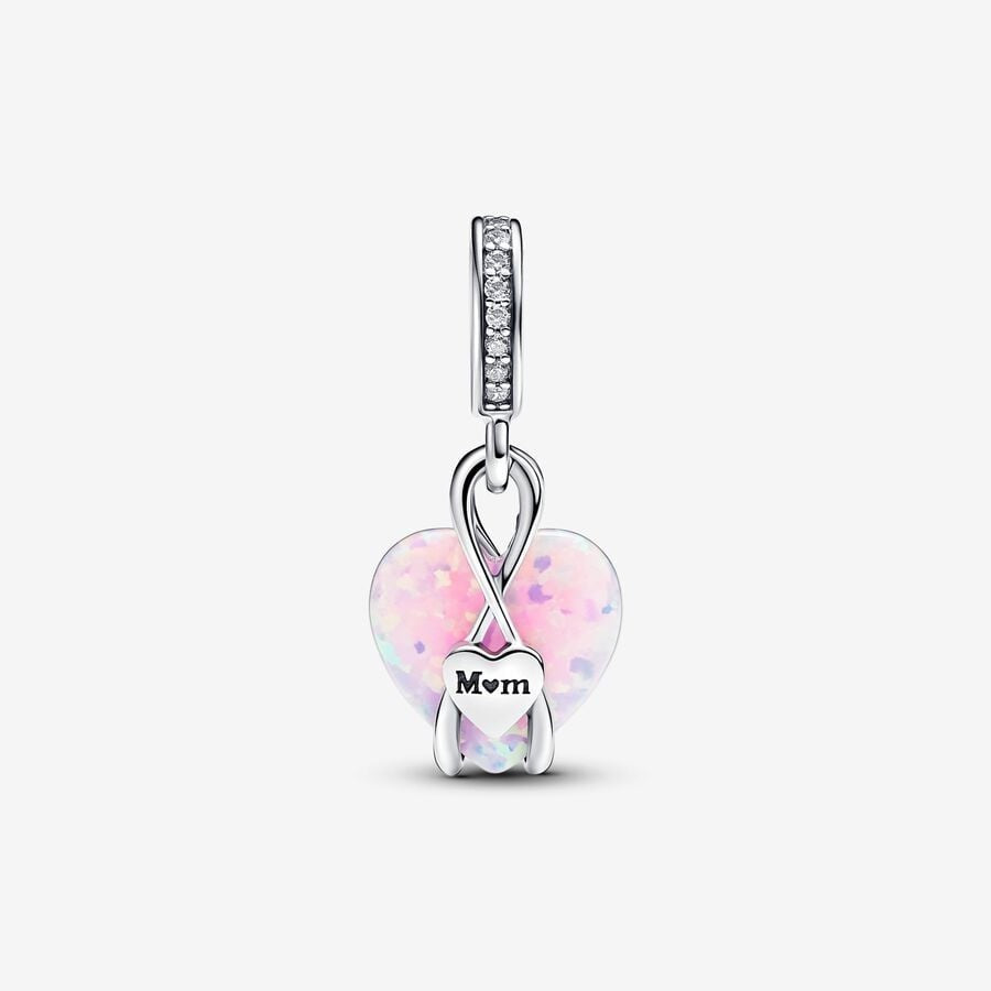 【Moments】Pan Mom Opalescent Heart Dangle Charm 793202C01 925 silver pink infinite love