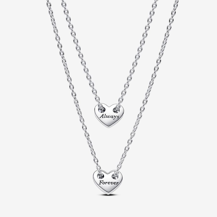 PAN Forever & Always Splittable Heart Collier Necklaces 393207C00 2in1 set 925 silver stacking chain