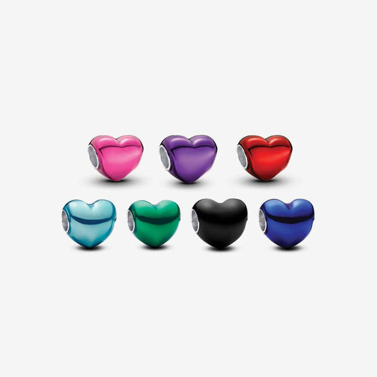 【Moments】Pan Metallic Red Heart Charm purple  Sterling silver 925 silver 793337C06 pink black blue 793337C07 793337C01 793337C02 793337C03