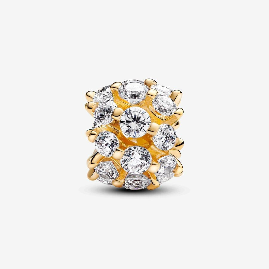 【Moments】 PAN Gold Sparkling Round Charm 763234C01 shining charm