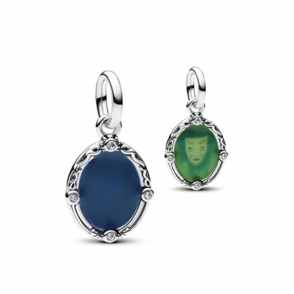 【ME/Moments】Pan Disney Snow White Magic Mirror Dangle Charm Blue Green 793840C01 925 Silver