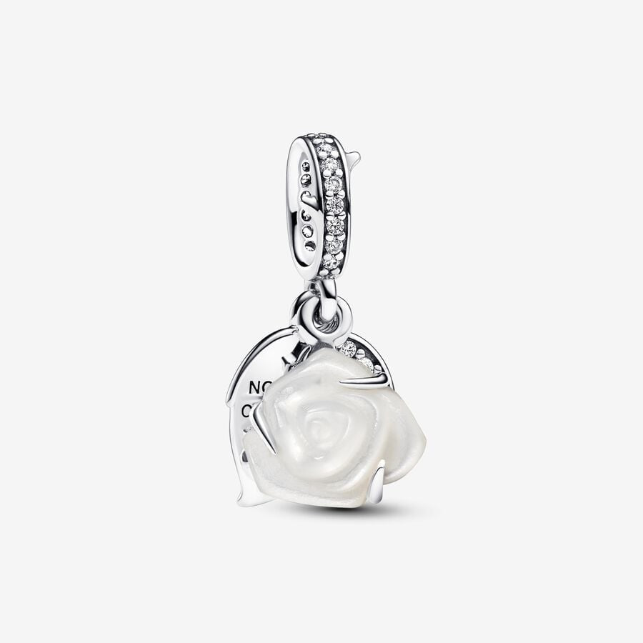 【Moments】PAN White Rose in Bloom Double Dangle Charm Sterling silver pendant 793200C01 925 silver